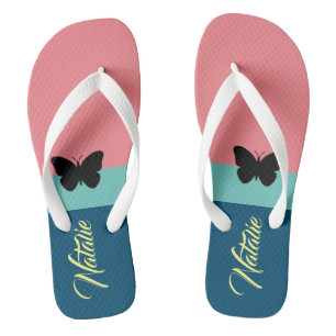 Uitstekend monogram kleurenblok l roze en blauw teenslippers