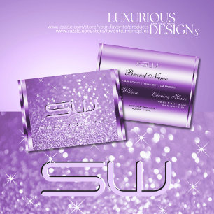 Uitstekend Paars Glitter Luminous Stars Monogram Visitekaartje