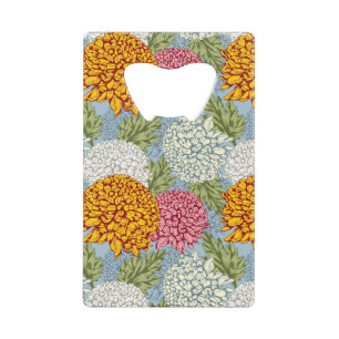 Uitstekend patroon met chrysanten kredietkaart flessenopener