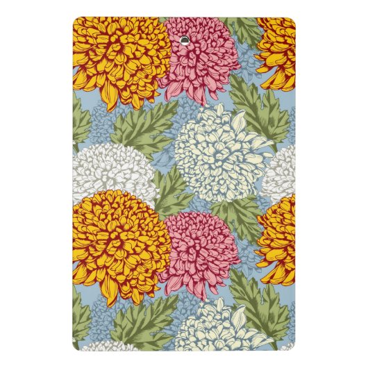 Uitstekend patroon met chrysanten mini klembord (Achterkant)
