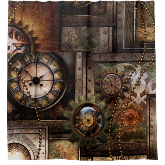 Uitstekend steampunkontwerp douchegordijn (Voorkant)