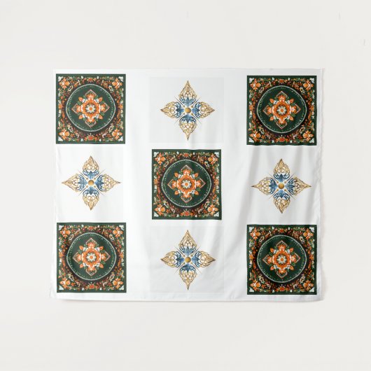 Uitstekend symmetrisch ontwerp op wandtapijtstof. wandkleed (Voorkant (horizontaal))