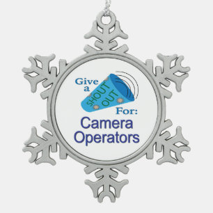 Uitstekend voor camera-operatoren tin sneeuwvlok ornament