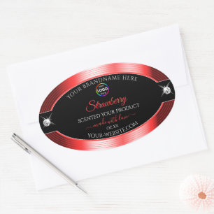 Uitstekend zwart glanzend rood met logo productlab ovale sticker