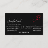 Uitstekend zwart met glittersterren en monogram visitekaartje (Achterkant)