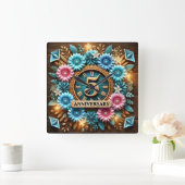 uitstekende 5e huwelijksverjaardag vierkante klok (Huis)