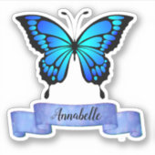 Uitstekende Aqua vlinder ontwerp uw eigen Sticker (Voorkant)