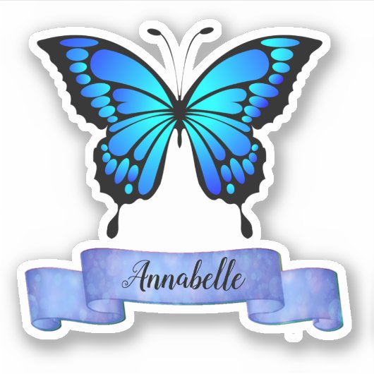 Uitstekende Aqua vlinder ontwerp uw eigen Sticker (Voorkant)