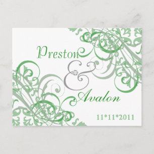 Uitstekende barok Save the Date Green Briefkaart