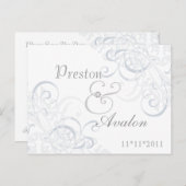 Uitstekende barok Save the Date Silver Briefkaart (Voorkant / Achterkant)