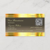 Uitstekende Beige Brown Gold Borders Logo QR-code Visitekaartje (Achterkant)