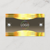 Uitstekende Beige Brown Gold Borders Logo QR-code Visitekaartje (Voorkant)