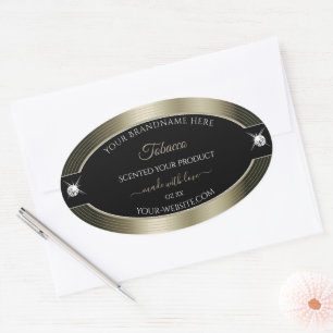 Uitstekende Black Platinum Brilliants Product Labe Ovale Sticker