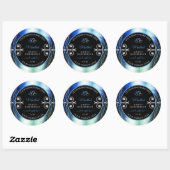 Uitstekende blauwe Blauwgroen zwarte productlabel Ronde Sticker (Vel)