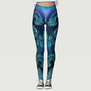 Uitstekende Blauwe Tattoo Print Leggings