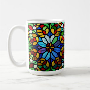 Uitstekende bloemenelegantie Glas in lood Koffiemok