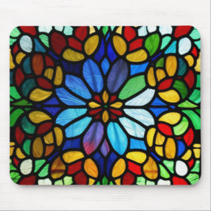 Uitstekende bloemenelegantie Glas in lood Muismat