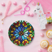 Uitstekende bloemenelegantie Glas in lood Papieren Bordje (Feest)