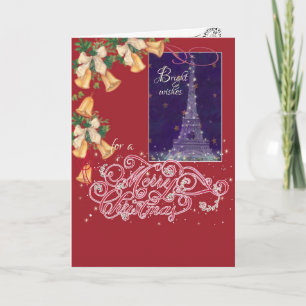 Uitstekende Eiffeltoren kerstgroet Feestdagen Kaart