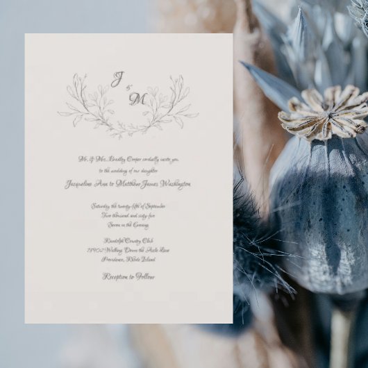 Uitstekende Elegant Cream Script Wedding Kaart