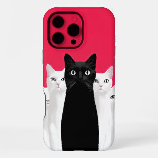 Uitstekende Elegantie: Zwarte Kat Tussen Witte Kat iPhone 16 Pro Max Hoesje