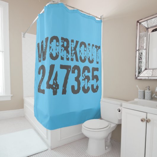 Uitstekende en gekraste tekst Werkout 247365 blauw Douchegordijn (In situ)