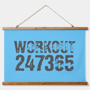 Uitstekende en gekraste tekst Werkout 247365 blauw Hangend Wandkleed