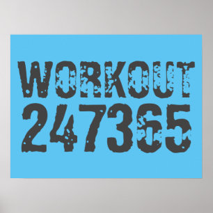 Uitstekende en gekraste tekst Werkout 247365 blauw Poster