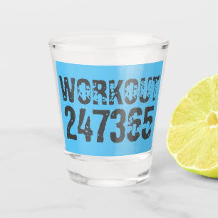 Uitstekende en gekraste tekst Werkout 247365 blauw Shot Glas