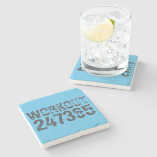 Uitstekende en gekraste tekst Werkout 247365 blauw Stenen Onderzetter