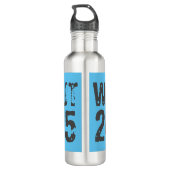 Uitstekende en gekraste tekst Werkout 247365 blauw Waterfles (Achterkant)
