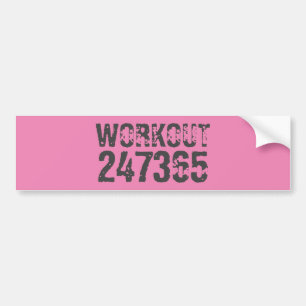 Uitstekende en gekraste tekst Werkout 247365 roze Bumpersticker