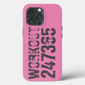 Uitstekende en gekraste tekst Werkout 247365 roze Case-Mate iPhone Case (Achterkant)