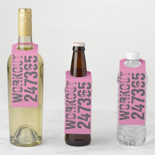 Uitstekende en gekraste tekst Werkout 247365 roze Flessenhanger (In situ)