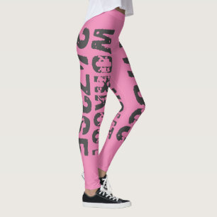 Uitstekende en gekraste tekst Werkout 247365 roze Leggings