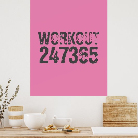 Uitstekende en gekraste tekst Werkout 247365 roze Poster (Keuken)