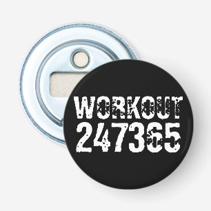 Uitstekende en gekraste tekst Werkout 247365 wit Button Flesopener