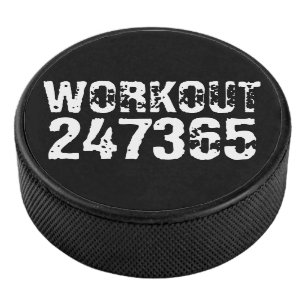 Uitstekende en gekraste tekst Werkout 247365 wit Hockey Puck