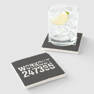 Uitstekende en gekraste tekst Werkout 247365 wit Stenen Onderzetter