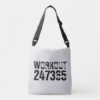 Uitstekende en gekraste tekst Werkout 247365 zwart Crossbody Tas