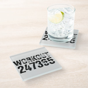 Uitstekende en gekraste tekst Werkout 247365 zwart Glazen Onderzetter