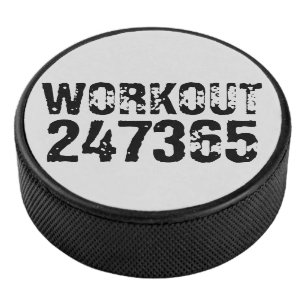 Uitstekende en gekraste tekst Werkout 247365 zwart Hockey Puck