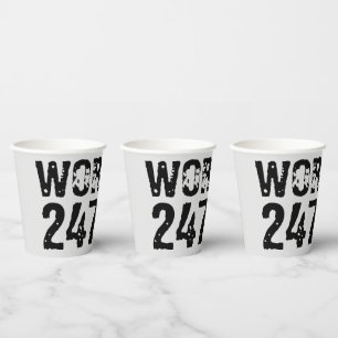 Uitstekende en gekraste tekst Werkout 247365 zwart Papieren Bekers