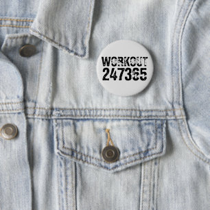 Uitstekende en gekraste tekst Werkout 247365 zwart Ronde Button 5,7 Cm