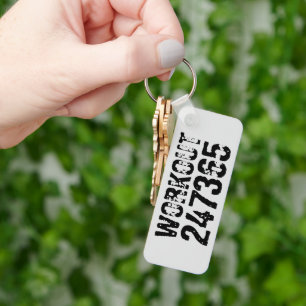 Uitstekende en gekraste tekst Werkout 247365 zwart Sleutelhanger