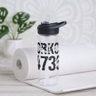 Uitstekende en gekraste tekst Werkout 247365 zwart Waterfles
