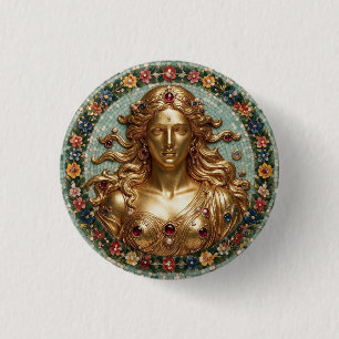 Uitstekende godin Aphrodite 3D halsketting horloge Ronde Button 3,2 Cm