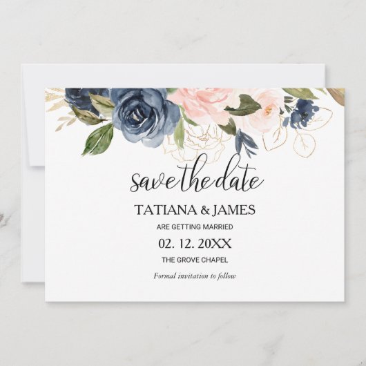 Uitstekende Herfst Bloemenbruiloft Save the Date Kaart (Voorkant)