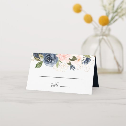 Uitstekende Herfst Floral Wedding Place Card (Voorkant)