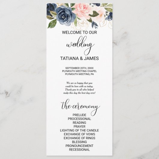 Uitstekende Herfst Floral Wedding Program Programma (Voorkant)